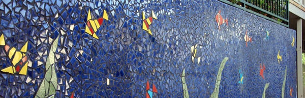 ocean wall mosaic by dan mueller, austin