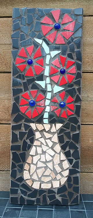 Flower Plaque Mosaic danmuellerart.com Tile Art Austin TX